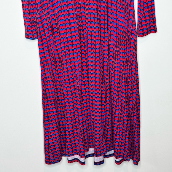 Boden Thea Long Sleeve Midi Dress Size 8 Regular Red Blue Modern Geometric Print - Picture 8 of 15